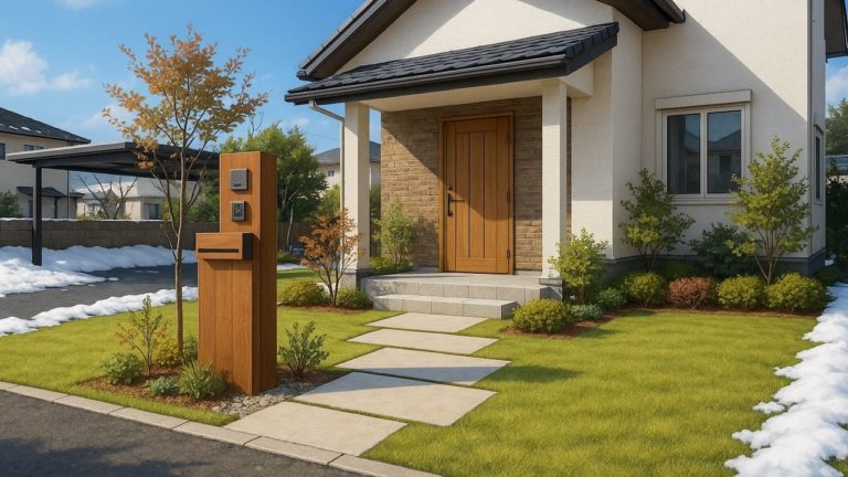 長野県の住宅に施工されたおしゃれで安い外構イメージ