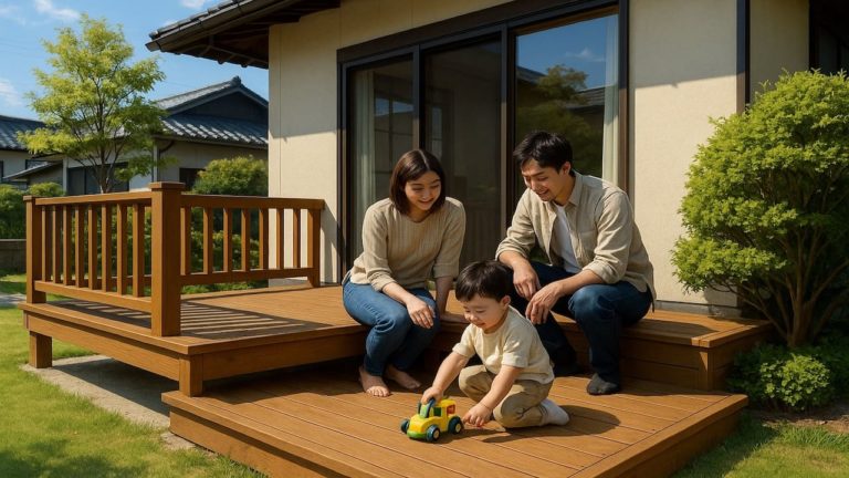 長野県の住宅に施工されたウッドデッキイメージ