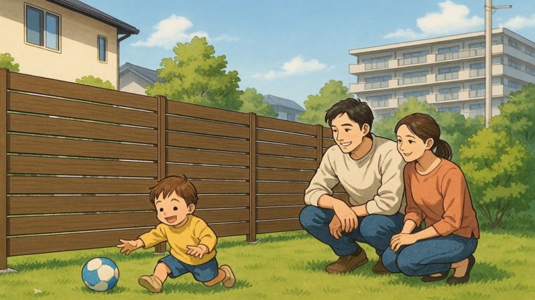 長岡市の住宅に施工された目隠しフェンスイメージ