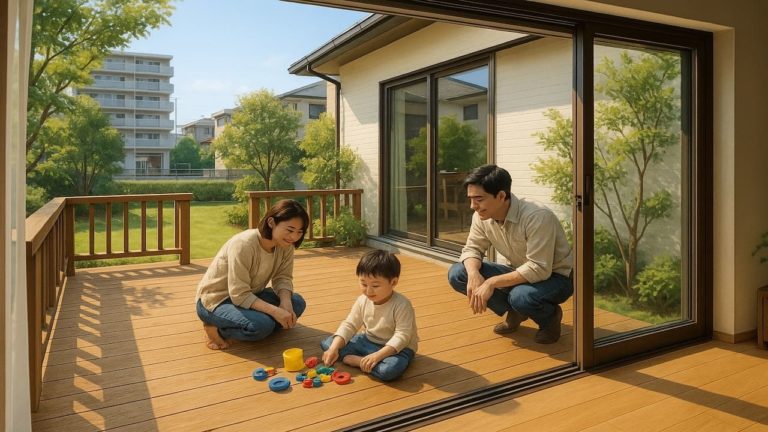 名古屋市の住宅に施工されたウッドデッキイメージ