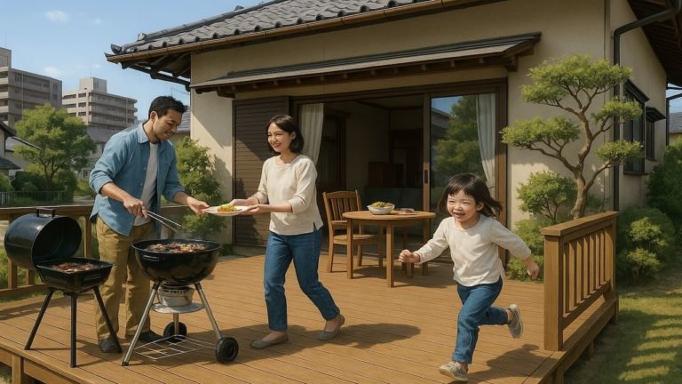 奈良県の住宅に施工されたウッドデッキイメージ