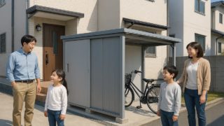 習志野市の住宅に施工された屋外用物置イメージ