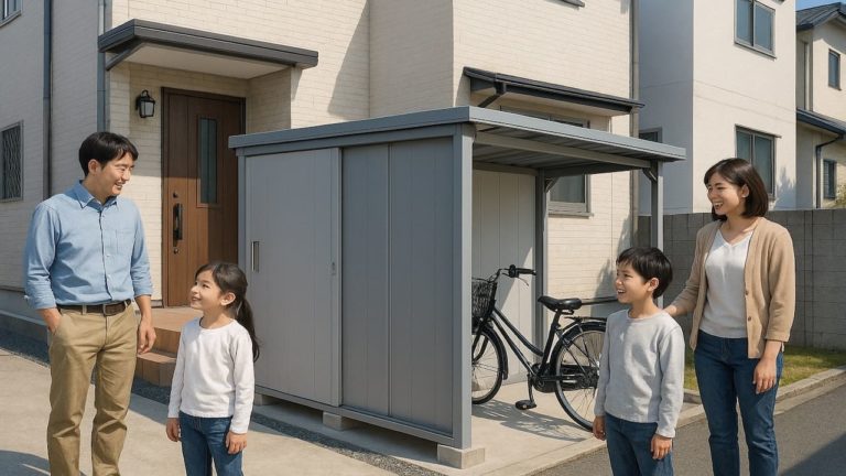 習志野市の住宅に施工された屋外用物置イメージ