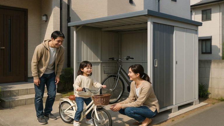 成田市の住宅に施工された屋外用物置イメージ