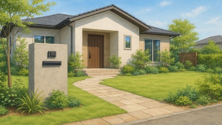 成田市の住宅に施工されたおしゃれで安い外構イメージ