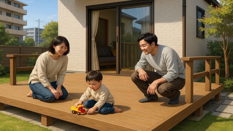 那須塩原市の住宅に施工されたウッドデッキイメージ