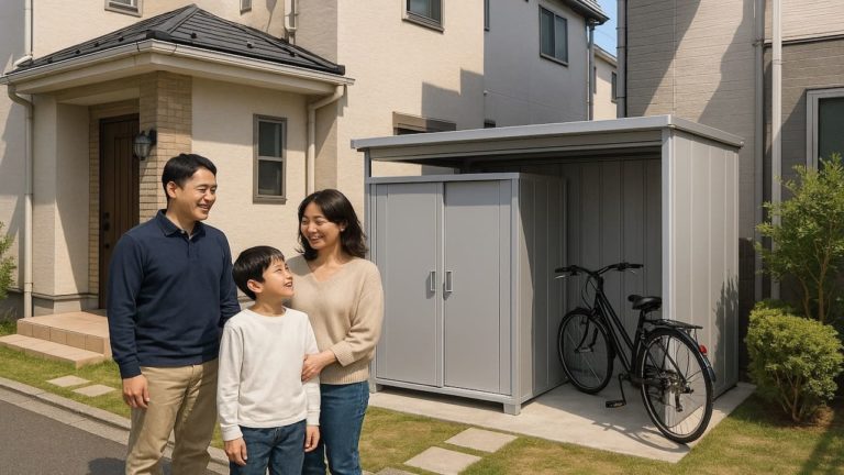 練馬区の住宅に施工された屋外用物置イメージ