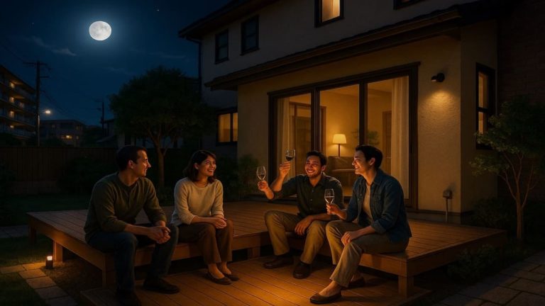 寝屋川市の住宅に施工されたウッドデッキイメージ