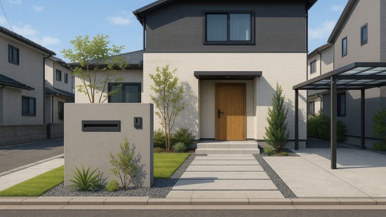 新潟県の住宅に施工されたおしゃれで安い外構イメージ