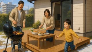 新潟県の住宅に施工されたウッドデッキイメージ