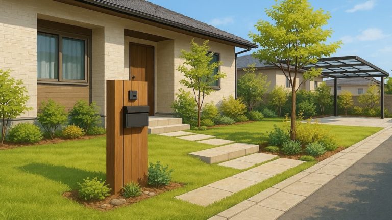 新居浜市の住宅に施工されたおしゃれで安い外構イメージ