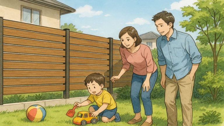 新座市の住宅に施工された目隠しフェンスイメージ