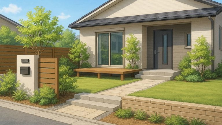 西宮市の住宅に施工されたおしゃれで安い外構イメージ