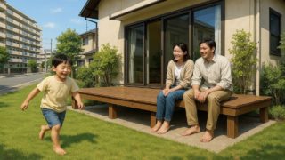 西宮市の住宅に施工されたウッドデッキイメージ