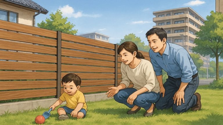 日進市の住宅に施工された目隠しフェンスイメージ