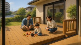 【日進市】おしゃれなウッドデッキ設置ガイド|費用と依頼の流れ 日進市の住宅に施工されたウッドデッキイメージ