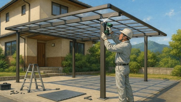 延岡市の住宅に施工されたカーポートイメージ