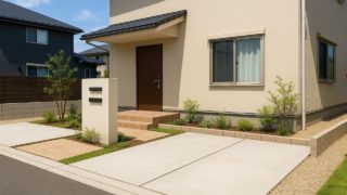 延岡市の住宅に施工されたおしゃれで安い外構イメージ