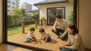 沼津市の住宅に施工されたウッドデッキイメージ