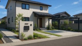 【帯広市】外構をおしゃれに安くない印象へ導く配色と質感のコツ 帯広市の住宅に施工されたおしゃれで安い外構イメージ