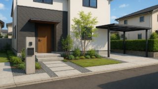 小田原市の住宅に施工されたおしゃれで安い外構イメージ