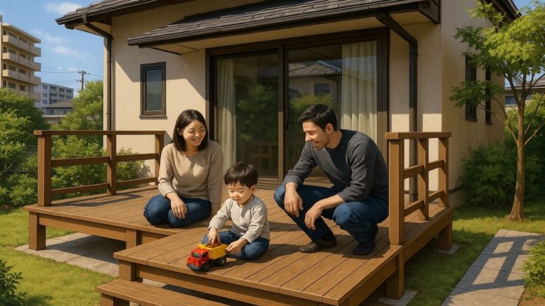 大垣市の住宅に施工されたウッドデッキイメージ