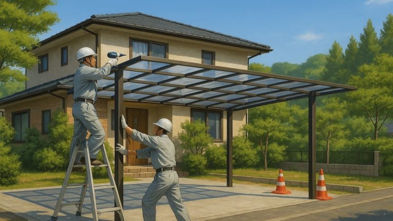 大分県の住宅に施工されたカーポートイメージ