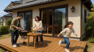 岡山県の住宅に施工されたウッドデッキイメージ