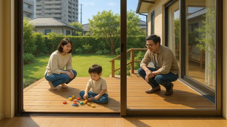 岡崎市の住宅に施工されたウッドデッキイメージ