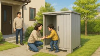 【青梅市】物置工事の価格ガイド|安くておしゃれな人気プラン 青梅市の住宅に施工された屋外用物置イメージ