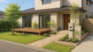 青梅市の住宅に施工されたおしゃれで安い外構イメージ