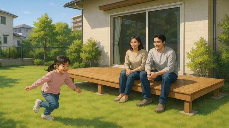 青梅市の住宅に施工されたウッドデッキイメージ