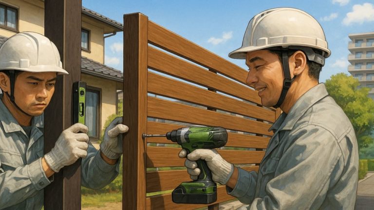 大牟田市の住宅に施工された目隠しフェンスイメージ