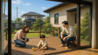 大牟田市の住宅に施工されたウッドデッキイメージ