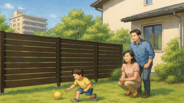 尾道市の住宅に施工された目隠しフェンスイメージ