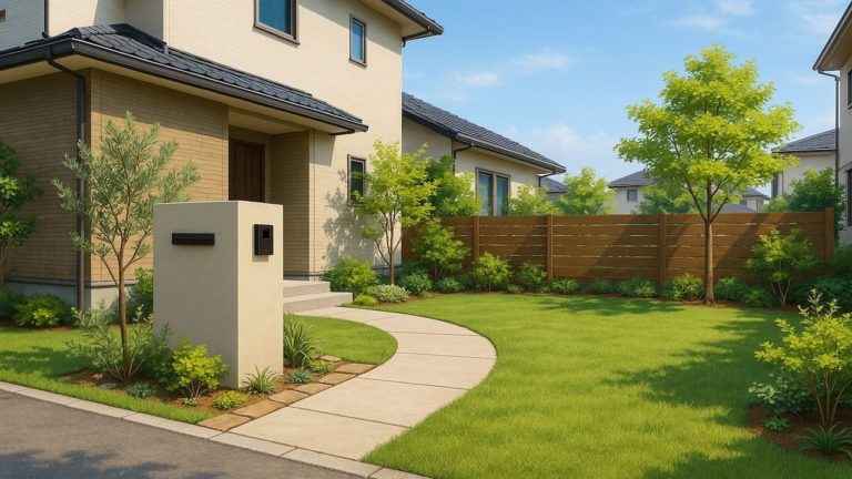 大阪府の住宅に施工されたおしゃれで安い外構イメージ