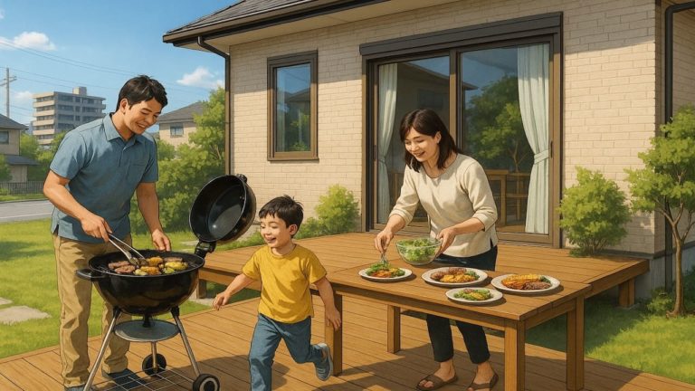 小山市の住宅に施工されたウッドデッキイメージ