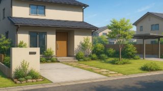 【佐賀県】安い×おしゃれ外構を写真映えさせる色設計 佐賀県の住宅に施工されたおしゃれで安い外構イメージ