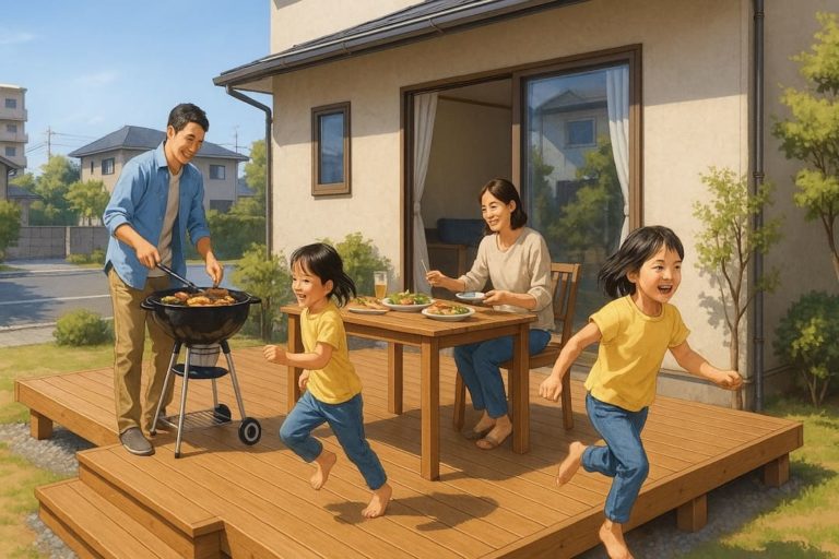 相模原市の住宅に施工されたウッドデッキイメージ