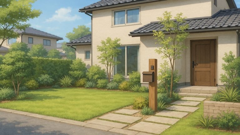 西条市の住宅に施工されたおしゃれで安い外構イメージ