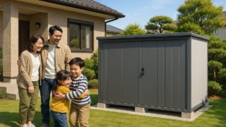 坂戸市の住宅に施工された屋外用物置イメージ