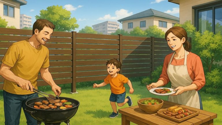 坂井市の住宅に施工された目隠しフェンスイメージ