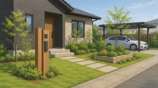 佐久市の住宅に施工されたおしゃれで安い外構イメージ