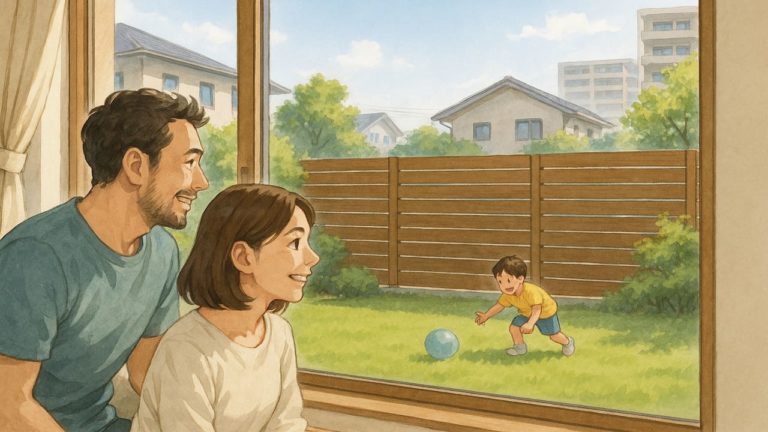 三田市の住宅に施工された目隠しフェンスイメージ