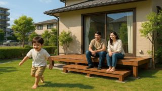 三田市の住宅に施工されたウッドデッキイメージ