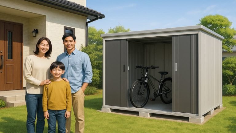 佐野市の住宅に施工された屋外用物置イメージ