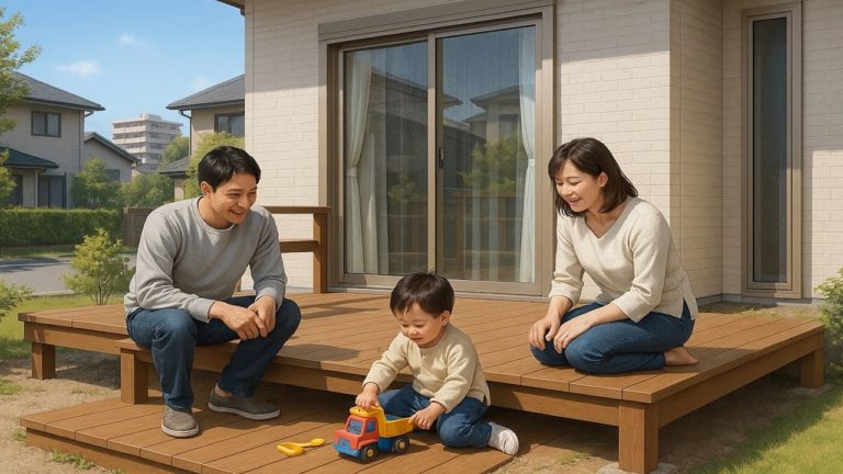 佐野市の住宅に施工されたウッドデッキイメージ