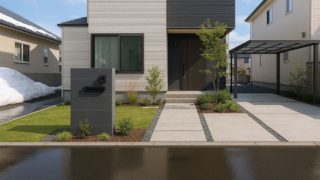 札幌市の住宅に施工されたおしゃれで安い外構イメージ