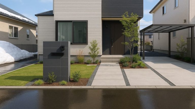 札幌市の住宅に施工されたおしゃれで安い外構イメージ