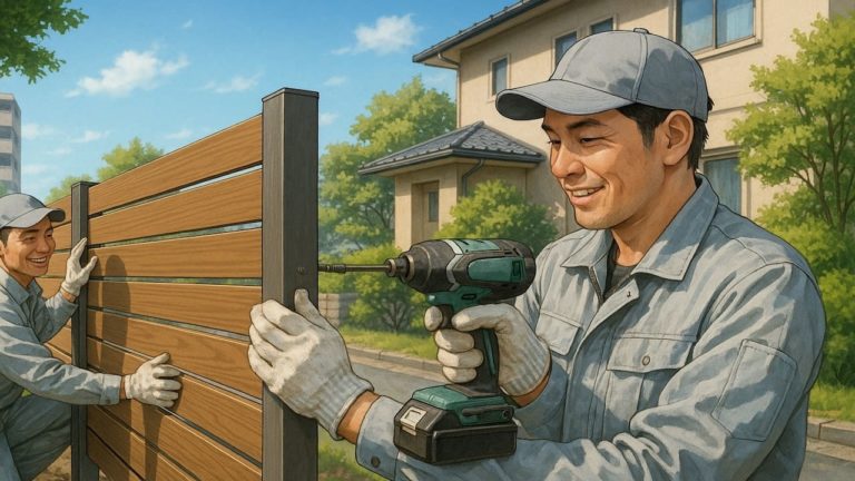 佐世保市の住宅に施工された目隠しフェンスイメージ